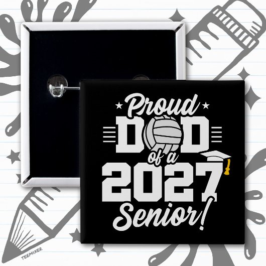 2027年度 卒業生 バレーボール 自慢の父 缶バッジ