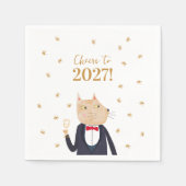 2027年新年あけましておめでとうネコ スタンダードカクテルナプキン (正面)