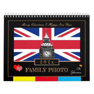 2027年新年おめでとう、イギリスの旗、ビッグベン英国 カレンダー