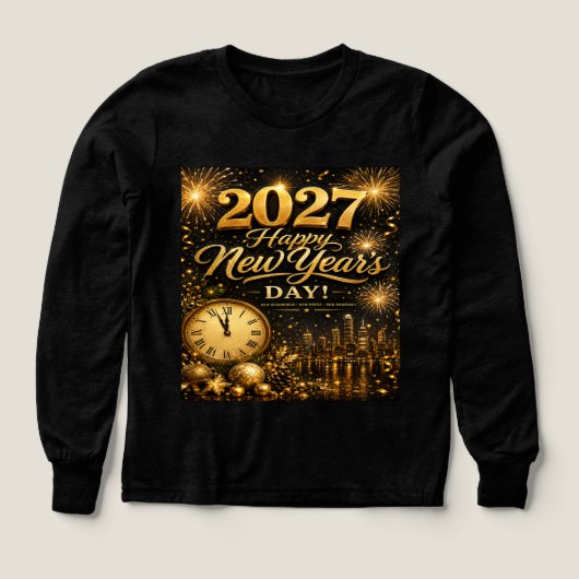 2027年新年おめでとう | 高級ゴールド花火 (デザイン正面)