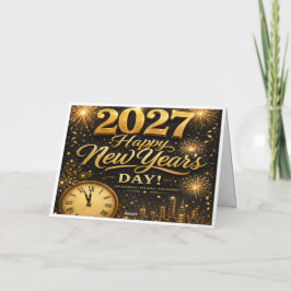 2027年新年おめでとう | 高級ゴールド花火 サンキューカード