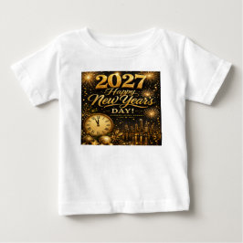 2027年新年おめでとう | 高級ゴールド花火 ベビーTシャツ