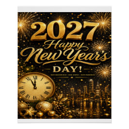 2027年新年おめでとう | 高級ゴールド花火 ポスター