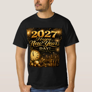 2027年新年おめでとう | 高級ゴールド花火 Tシャツ