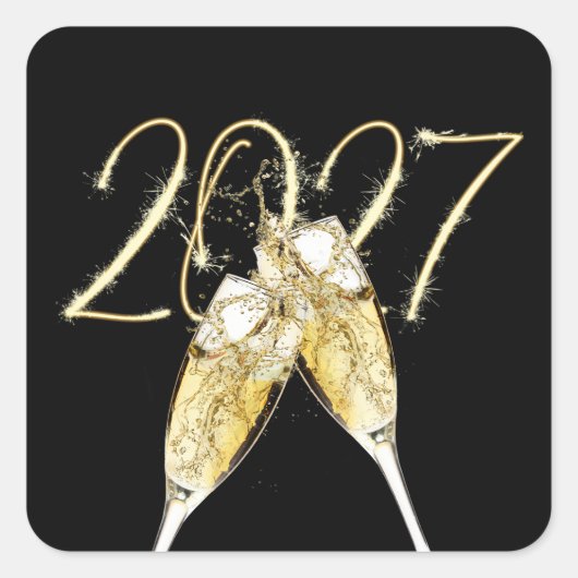 2027年新年のスパークラー スクエアシール (正面)