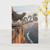 2027年新年のハイキングブーツ カード (黄色い花)