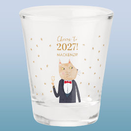 2027年新年を猫と祝おう 名前入り ショットグラス