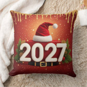 2027年新年デザイン - 赤と金色のクリスマス クッション (ブランケット)