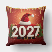 2027年新年デザイン - 赤と金色のクリスマス クッション (裏面)