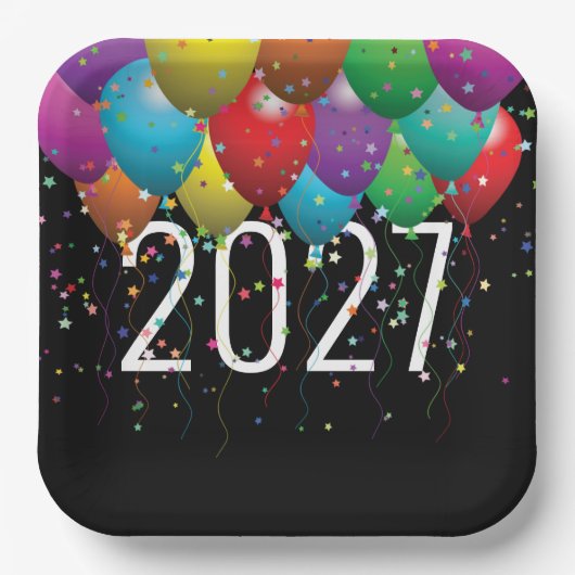 2027年新年バルーン ペーパープレート (正面)