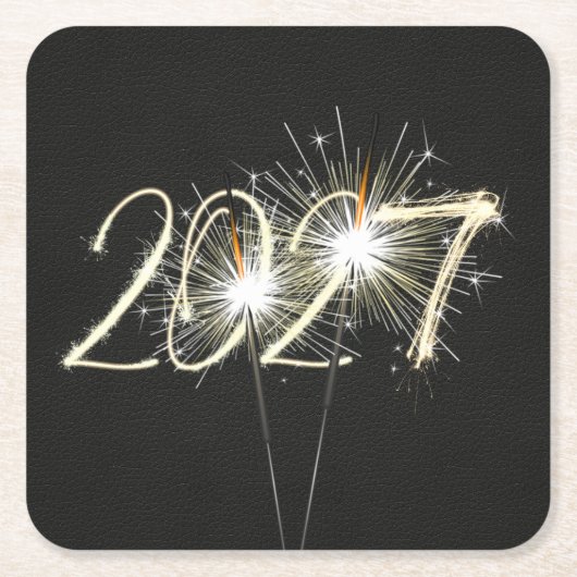 2027年新年パーティースパークラー スクエアペーパーコースター (正面)
