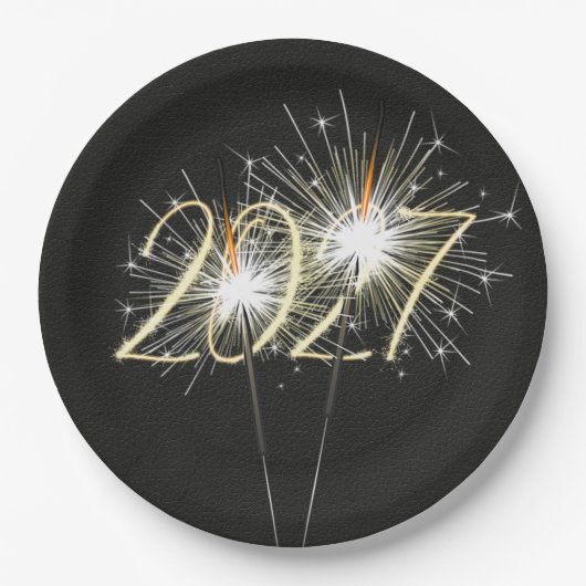 2027年新年パーティースパークラー ペーパープレート (正面)