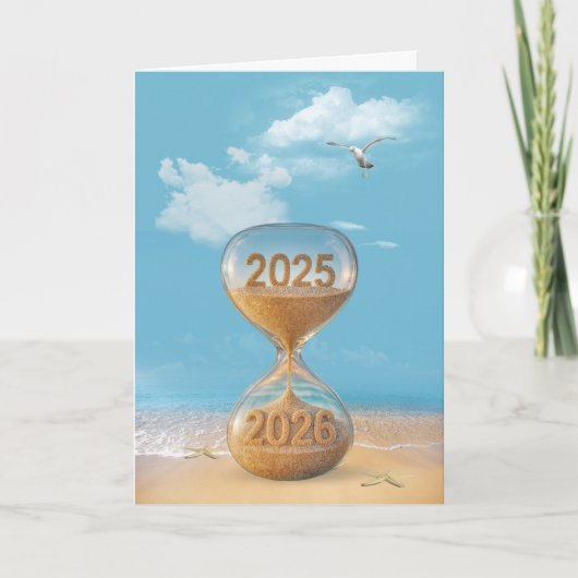 2027年新年初日の出 ビーチの砂時計 シーズンカード (正面)