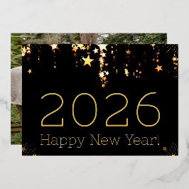 2027年新年家族写真 ブラックゴールド 箔シーズンカード