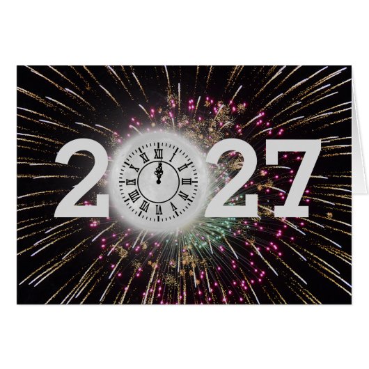 2027年新年花火と月時計 (正面横)