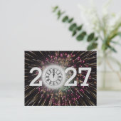 2027年新年花火と月時計 ポストカード (スタンド正面)