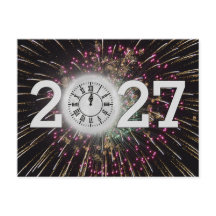 2027年新年花火と月時計