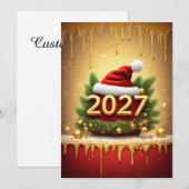 2027年新年・クリスマス・ホリデーデザイン 招待状 (正面/裏面)