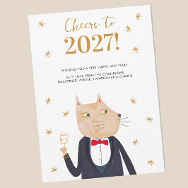 2027年猫の年賀状(名入れカスタム可能)