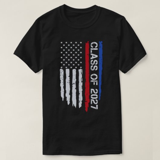 2027年米国上級旗の卒業式クラス Tシャツ (デザイン正面)