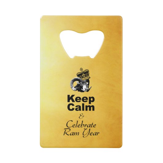 2027年羊年をお祝いするKeep Calmステッカー クレジットカード栓抜き (正面)