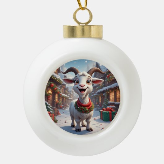 🐐2027年羊年クリスマスギフトアイデア🎄 セラミックボールオーナメント (正面)