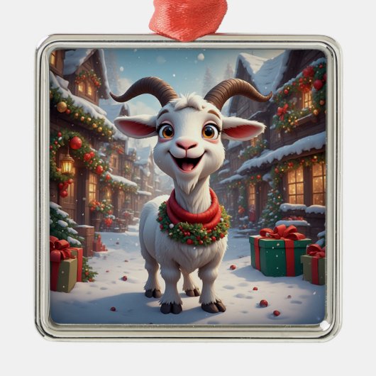 🐐2027年羊年クリスマスギフトアイデア🎄 メタルオーナメント (正面)