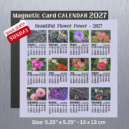 2027年花の写真カレンダー 日曜日始まり マグネットカード