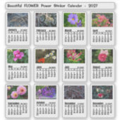 2027年花の写真カレンダー 日曜日始まり 週間ステッカー シール (正面)