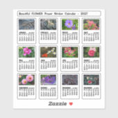 2027年花の写真カレンダー 月曜日始まり 週間ステッカー シール (シート)