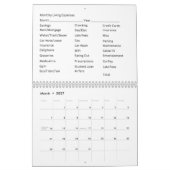 2027年12ヶ月カレンダー 生活費シート カレンダー (3月 2027)