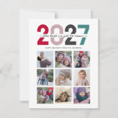 2027年9枚の写真がついたクリスマスカード 赤 最高の未来が待っている シーズンカード (正面)