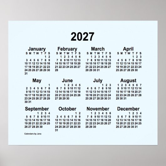 2027年 アリスブルーカレンダー(Janz Print) ポスター (正面)
