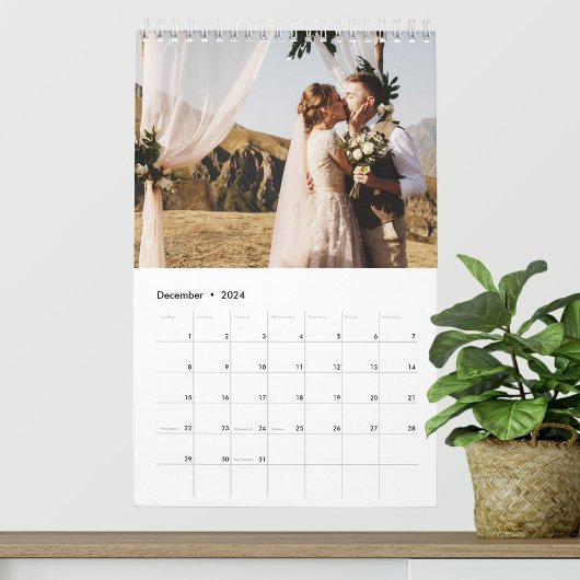 2027年 オーダーメイド 結婚式 写真 エレガントな手書きフォント カレンダー