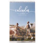 2027年 オーダーメイド 結婚式 写真 エレガントな手書きフォント カレンダー (カバー)