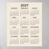 2027年 カレンダー シンプル モダン ウォームベージュ 壁掛け ポスター (正面)