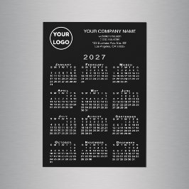 2027年 カレンダー ビジネスロゴ テキスト 黒 磁石 カード