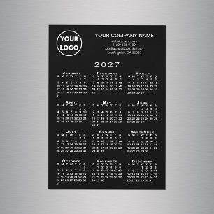2027年 カレンダー ビジネスロゴ テキスト 黒 磁石 カード