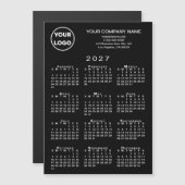 2027年 カレンダー ビジネスロゴ テキスト 黒 磁石 カード (正面/裏面)