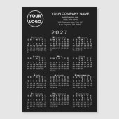 2027年 カレンダー ビジネスロゴ テキスト 黒 磁石 カード (正面)