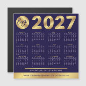 2027年 カレンダー ビジネスロゴ ネイビー&ゴールド 企業用 (正面/裏面)