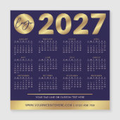 2027年 カレンダー ビジネスロゴ ネイビー&ゴールド 企業用 (正面)