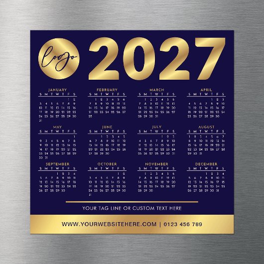 2027年 カレンダー ビジネスロゴ ネイビー&ゴールド 企業用