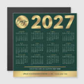 2027年 カレンダー ビジネスロゴ 緑 ゴールド 企業用 (正面/裏面)