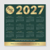 2027年 カレンダー ビジネスロゴ 緑 ゴールド 企業用 (正面)