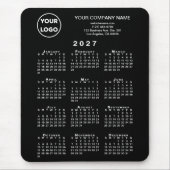 2027年 カレンダー ビジネス ロゴとテキスト 黒 マウスパッド (正面)
