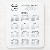 2027年 カレンダー ビジネス ロゴ テキスト 白 マウスパッド (正面)