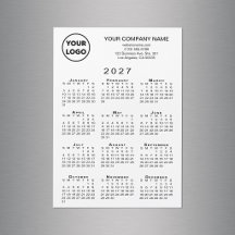 2027年 カレンダー ビジネス ロゴ テキスト 白 マグネット カード