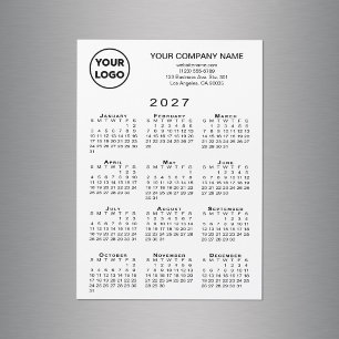 2027年 カレンダー ビジネス ロゴ テキスト 白 マグネット カード