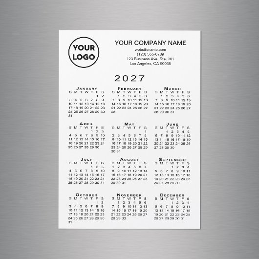 2027年 カレンダー ビジネス ロゴ テキスト 白 マグネット カード
